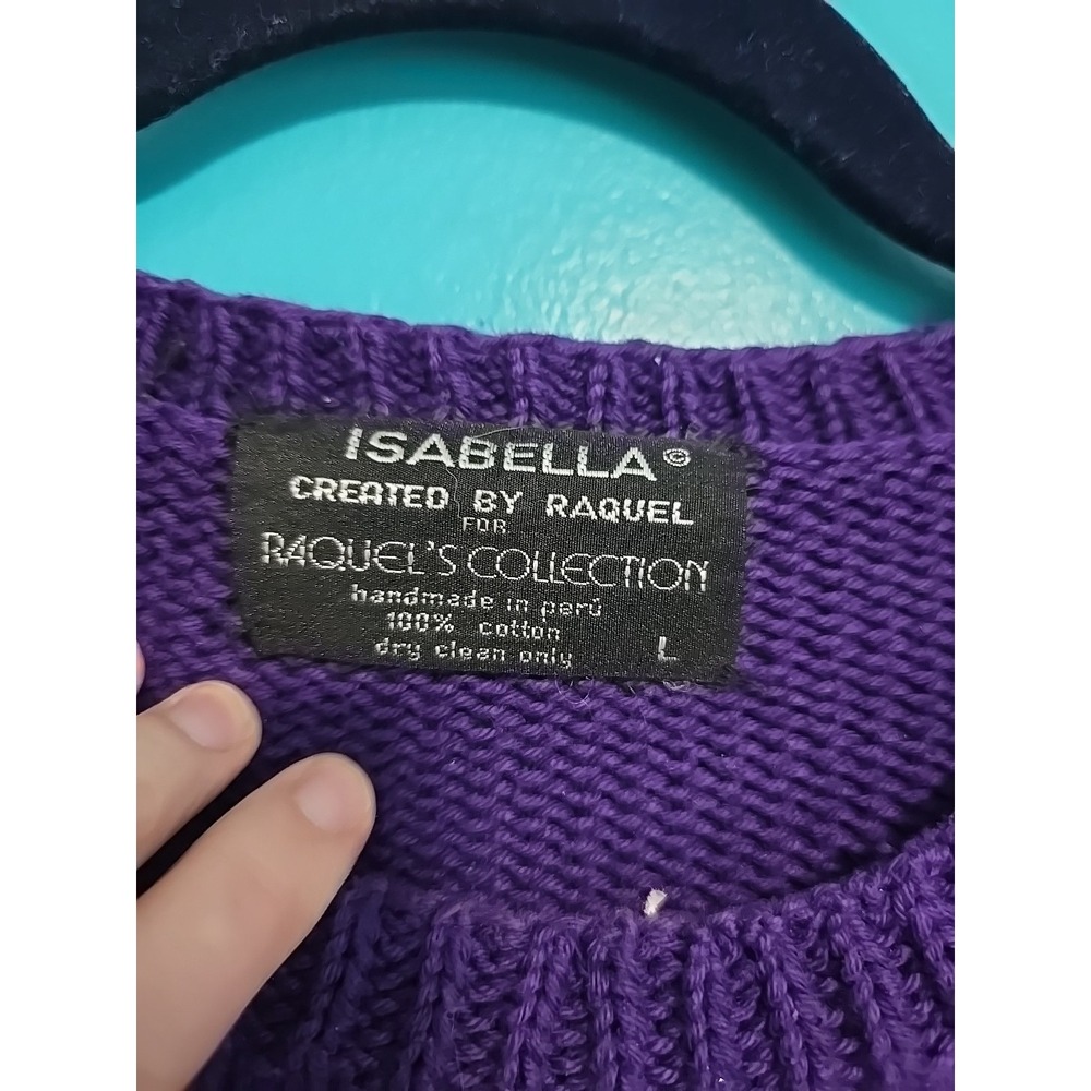 Vtg Isabella Raquel 3d Kid Skiing Winter Snow Handmade Peru Sweater 100% Cotton - Picture 4 of 9